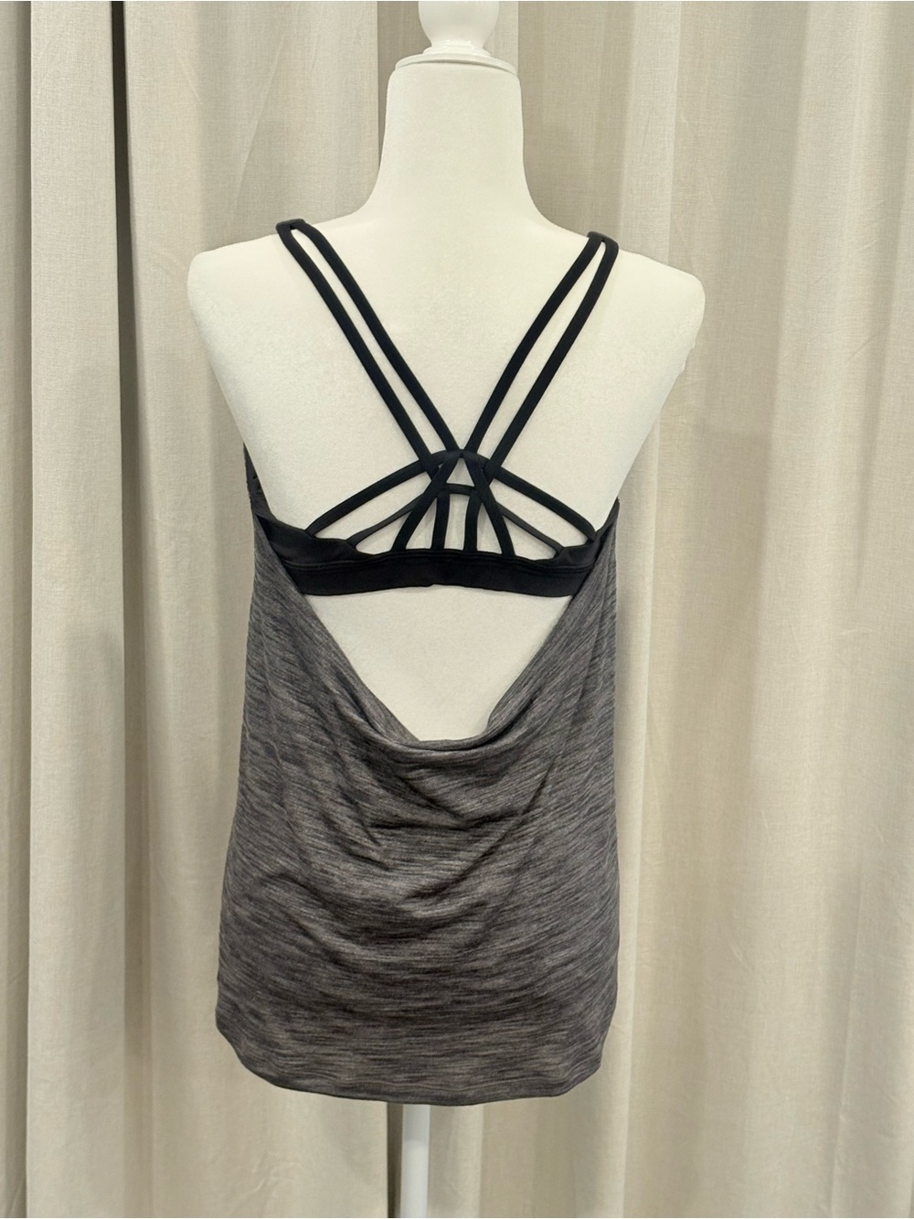 Lululemon Vintage Y2K Free to Be Serene Open Back Strappy Top Charcoal Grey SZ 8